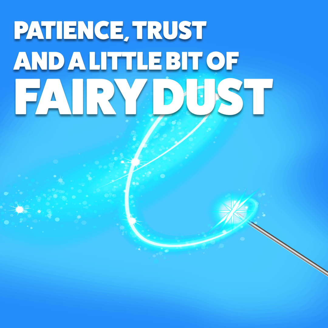 Patience, trust and a little bit of fairy dust.
